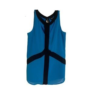 Nicole By Nicole Miller Womens Sleeveless Blouse Aqua Blue Top Size L